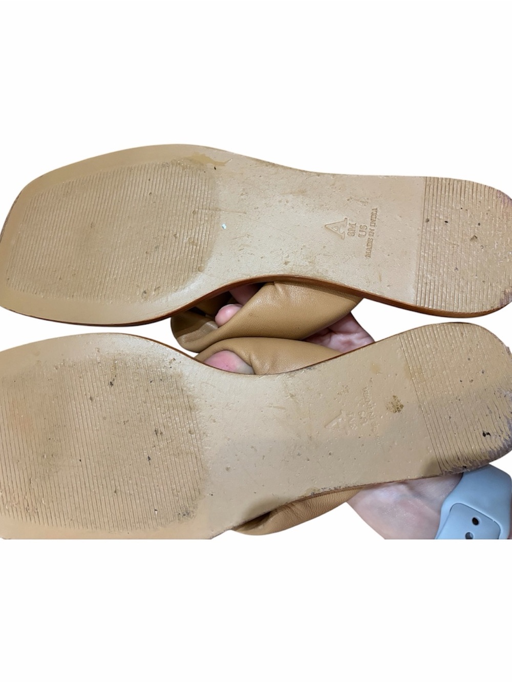 Maeve Anthropologie Nude Knotted Sandals Size 8 Padded Square Toe - Picture 8 of 8